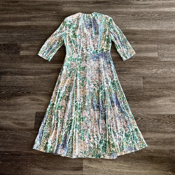 EUC The Fold London Lochaline Floral Midi Dress US size 8 Button Viscose Wedding - Picture 16 of 16